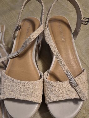 Madden Girl Cream Lace Slingback Sandals